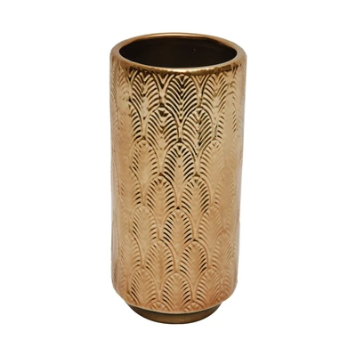 Gambar Informa Georgia Vas Bunga Keramik 12x12x25 cm - Gold
