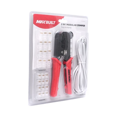 Gambar Maxbuilt Tang Crimping Modular Telepon 2 In 1 - Hitam/Merah