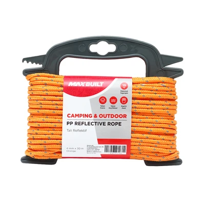 Gambar Maxbuilt Tali Kepang Reflektif Camping & Outdoor4 mmx30 Mtr- Orange