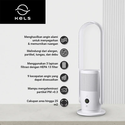 Gambar Kels Air Purifier 2-in-1 25 m2 CADR 86 m3/jam - Putih