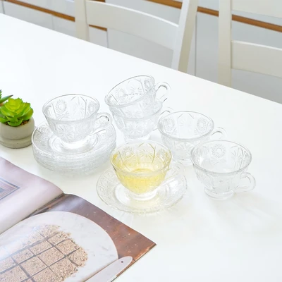 Gambar Selma Set 6 Pcs Crystal Cangkir Teh Dengan Saucer