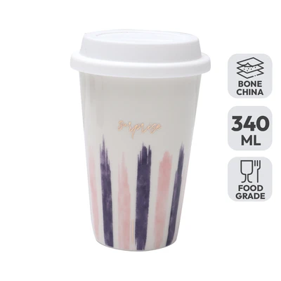 Gambar Delicia Mug Bone China Dengan Tutup Surprise 340 ml - Putih