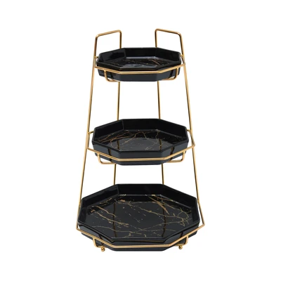 Gambar Appetite Set Wadah Saji Dengan Rak Tingkat Octagon - Hitam