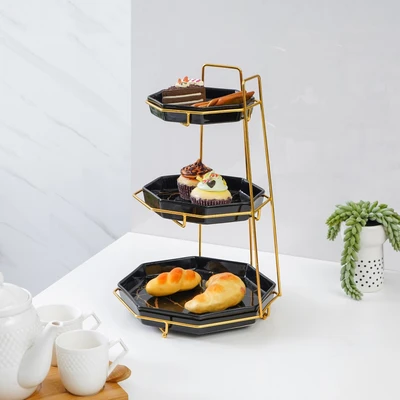Gambar Appetite Set Wadah Saji Dengan Rak Tingkat Octagon - Hitam