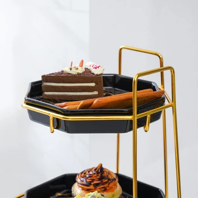 Gambar Appetite Set Wadah Saji Dengan Rak Tingkat Octagon - Hitam