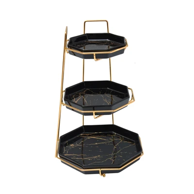 Gambar Appetite Set Wadah Saji Dengan Rak Tingkat Octagon - Hitam