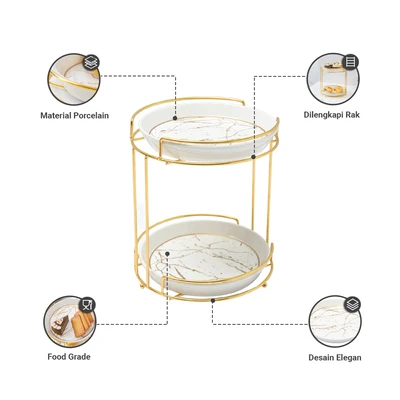 Gambar Appetite Wadah Saji Dengan Rak Round Set 3 pcs - Putih