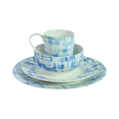 Gambar Delicia Set Perlengkapan Makan Stoneware Abstract - Biru