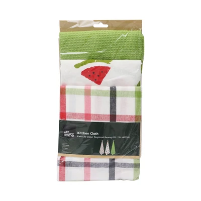 Gambar Arthome Kain Lap Dapur Katun Watermellon Set 3 pcs - Pink