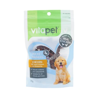 Gambar JerHigh Camilan Anjing All Life Stages All Breeds Chick Sweet Potatos Blueberry 70 gr