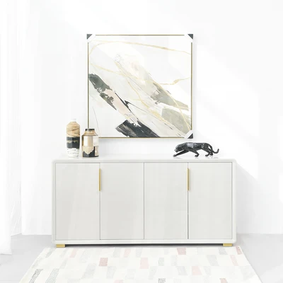 Gambar Informa Irvin Lemari Kabinet 4 Pintu High Gloss - Khaki