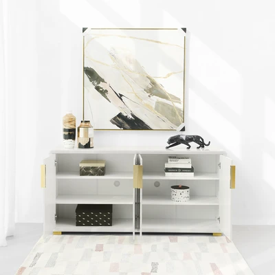 Gambar Informa Irvin Lemari Kabinet 4 Pintu High Gloss - Khaki