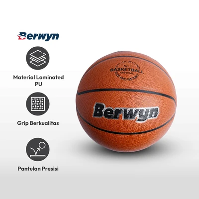 Gambar Berwyn Ukuran 7 Bola Basket Laminated PU - Cokelat