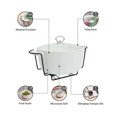 Gambar Appetite 30 Cm Casserole Dengan Tutup & Rak - Putih