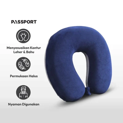 Gambar Passport Bantal Leher - Biru/Abu-Abu