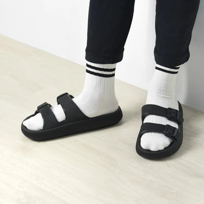 Gambar Ataru Ukuran 44/45 Sandal Double Strap Thick Slides - Hitam