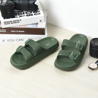 Gambar Ataru Ukuran 40/41 Sandal Double Strap Thick Slides - Hijau