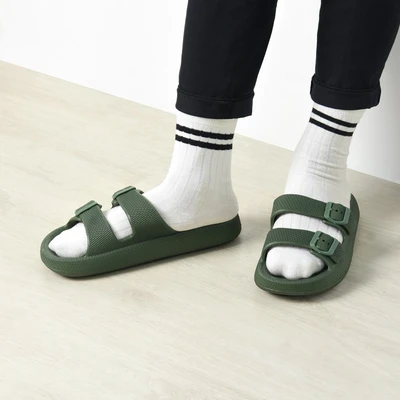 Gambar Ataru Ukuran 40/41 Sandal Double Strap Thick Slides - Hijau