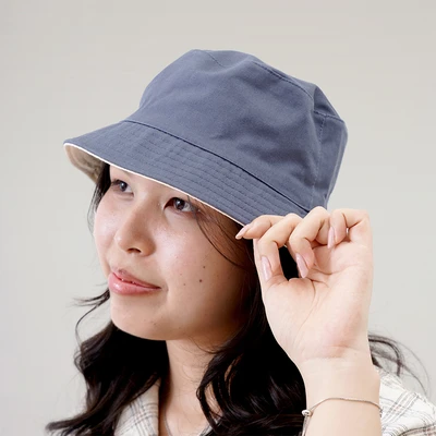 Gambar Ataru Topi Bucket Reversible - Biru/Krem