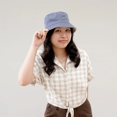 Gambar Ataru Topi Bucket Reversible - Biru/Krem