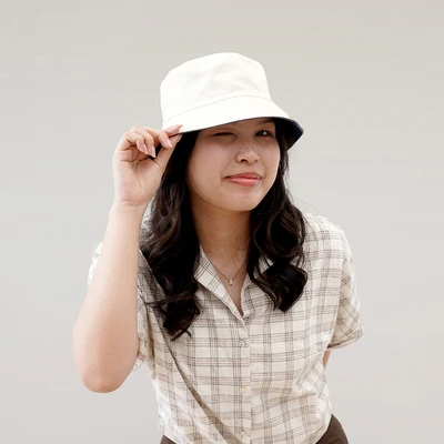Gambar Ataru Topi Bucket Reversible - Biru/Krem