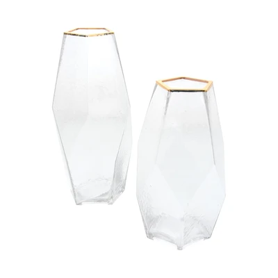 Gambar Informa Foxy Vas Bunga Kaca 32.5x17.5x33.5 cm Set 2 Pcs Transparan - Gold