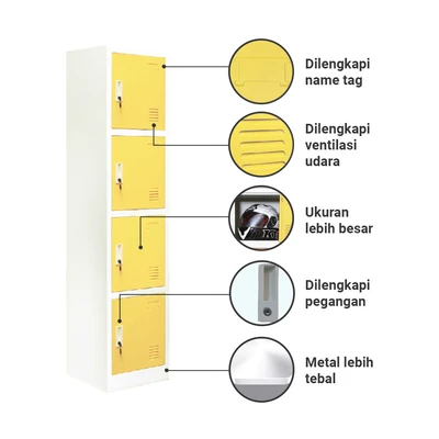 Gambar Informa Loker Metal 4 Pintu - Putih/kuning