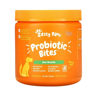 Gambar Zesty Paws 360 Gr Vitamin Anjing Probiotic Bites Pumpkin