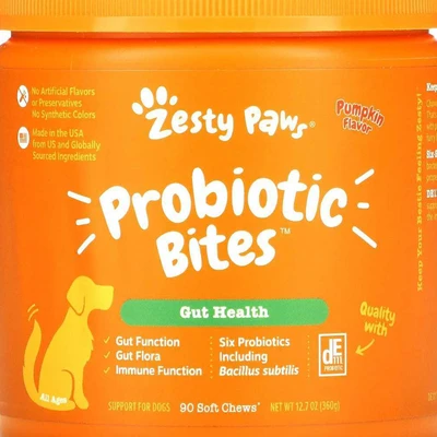 Gambar Zesty Paws 360 Gr Vitamin Anjing Probiotic Bites Pumpkin