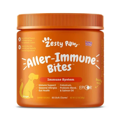 Gambar Zesty Paws 360 Gr Vitamin Anjing Aller Immune Bites Lamb