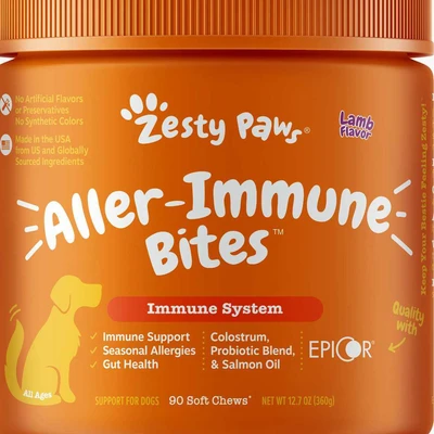Gambar Zesty Paws 360 Gr Vitamin Anjing Aller Immune Bites Lamb