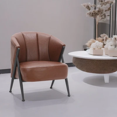 Gambar Informa Yawata Kursi Lounge Kulit 1 Seater - Cokelat