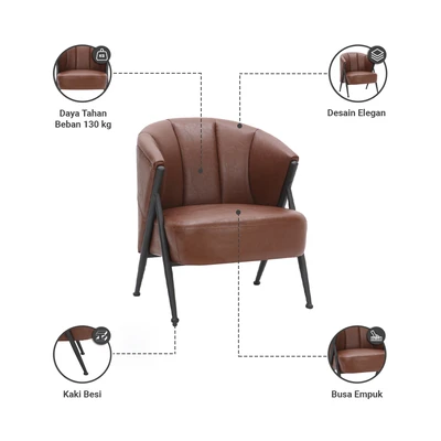 Gambar Informa Yawata Kursi Lounge Kulit 1 Seater - Cokelat
