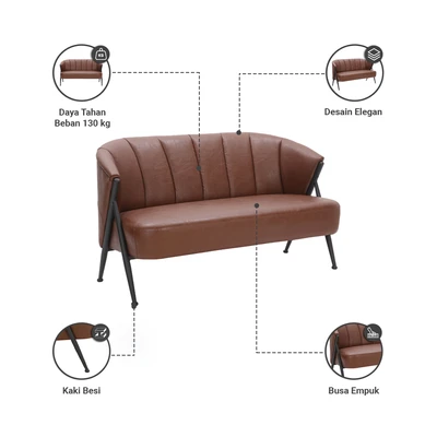 Gambar Informa Yawata Kursi Lounge Kulit 2 Seater - Cokelat