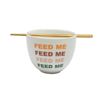 Gambar Appetite Mangkuk Porcelain Dengan Sumpit Feed Me 16.8 cm - Putih