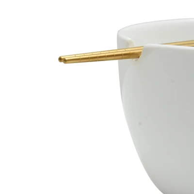 Gambar Appetite Mangkuk Porcelain Dengan Sumpit Feed Me 16.8 cm - Putih
