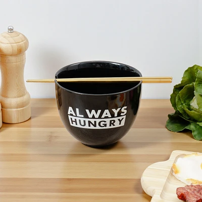 Gambar Appetite Mangkuk Porcelain Dengan Sumpit Hungry 16.8 cm - Hitam