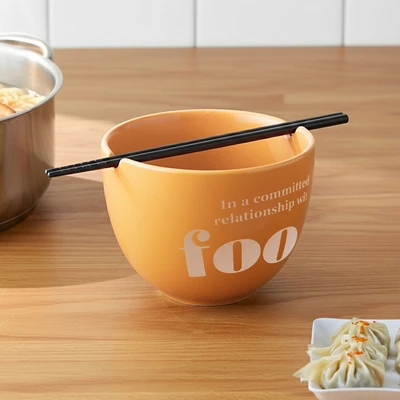 Gambar Appetite Mangkuk Porcelain Dengan Sumpit Food 16.8 cm - Kuning