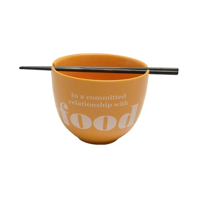 Gambar Appetite Mangkuk Porcelain Dengan Sumpit Food 16.8 cm - Kuning