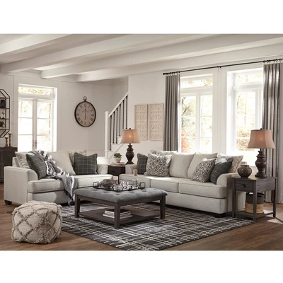 Gambar Ashley Velletri Set Sofa Fabric 2 & 3 Seater - Abu-abu Muda