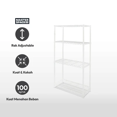 Gambar Masterspace 80x35x160 Cm Rak Besi 4 Tingkat - Putih