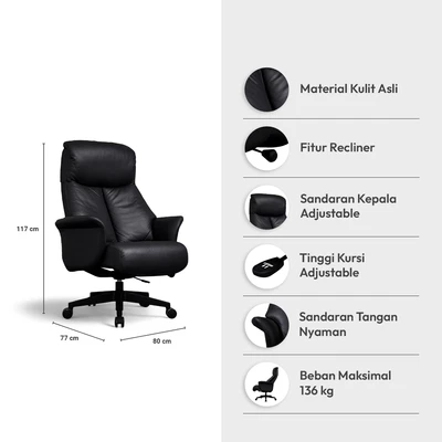 Gambar Zedere Leone Kursi Kantor - Hitam