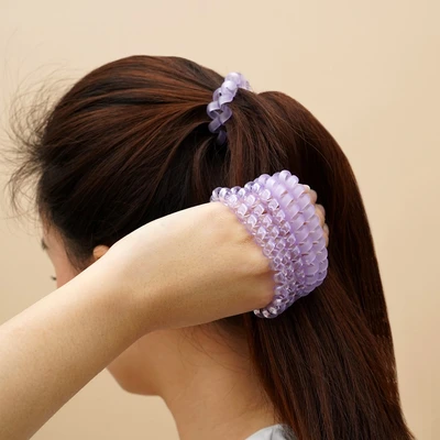Gambar Ataru Ikat Rambut Spiral Dengan Kotak Set 6 pcs - Ungu
