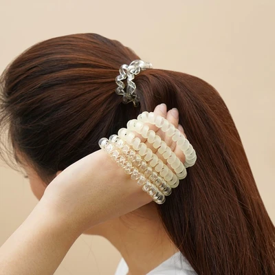 Gambar Ataru Ikat Rambut Spiral Dengan Kotak Set 6 pcs - Kuning