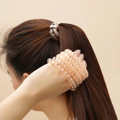 Gambar Ataru Ikat Rambut Spiral Dengan Kotak Set 6 pcs - Peach