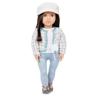 Gambar Our Generation Set Boneka Lysie Dark Brown Hair Jacket Jeans