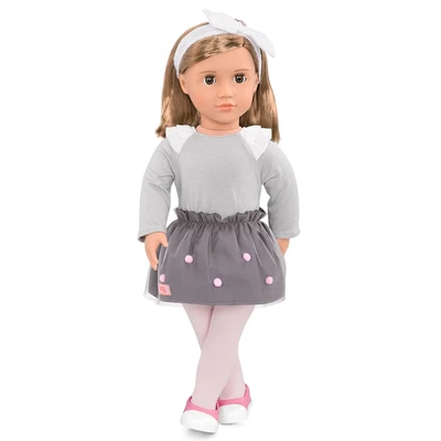 Gambar Our Generation Set Boneka Bina Short Blonde Hair Pompom Skirt