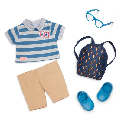 Gambar Our Generation Set Boneka Leo Boy School Polo And Knapsack