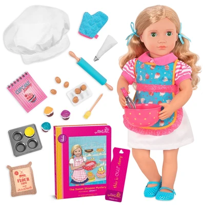 Gambar Our Generation Set Boneka Jenny Deluxe Blonde Hair & Book