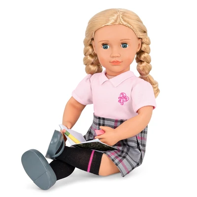 Gambar Our Generation Set Boneka Hally Deluxe Blonde Hair & Book